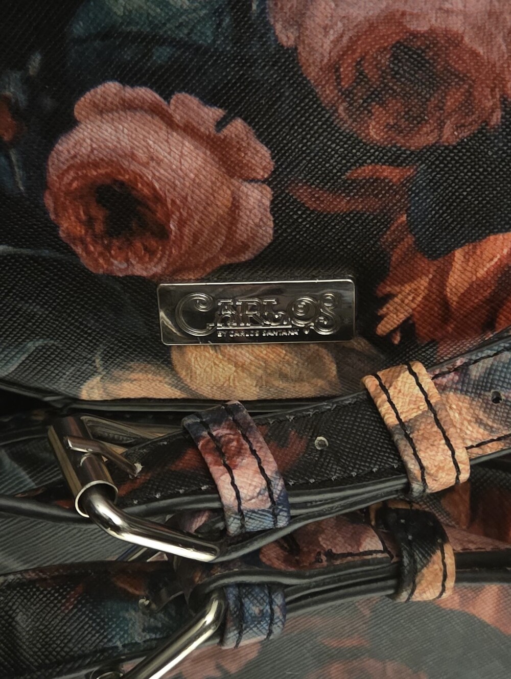 Carlos Santana Floral Canteen Crossbody Bag Moody Rose Circle Purse Boho Goth - Picture 3 of 16